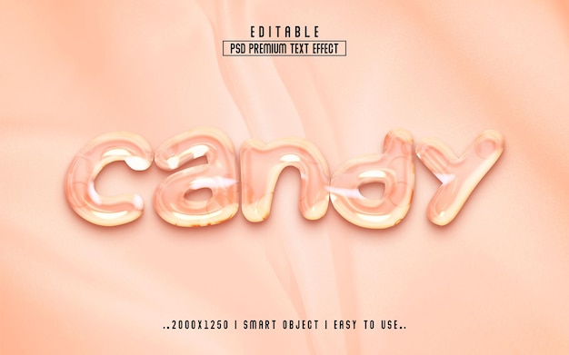 PSD candy 3d editable text effect style