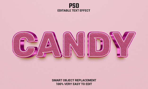 Candy 3d editable text effect with background Premium Psd