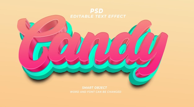 Candy 3d editable text PSD photoshop template