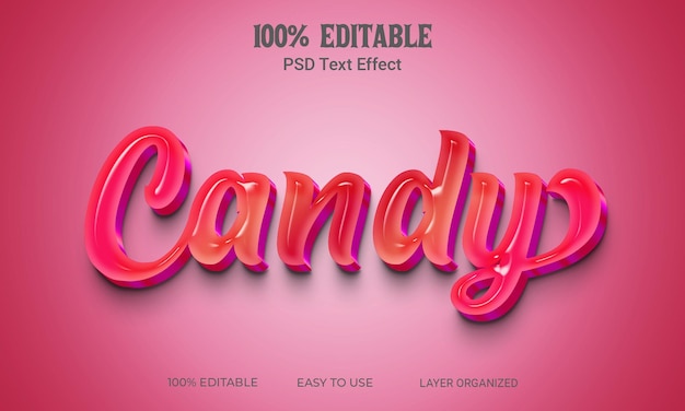 Candy 3D Text  Effect Style Editable PSD File