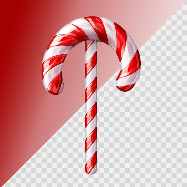 Candy cane Christmas decoration isolated on transparent background