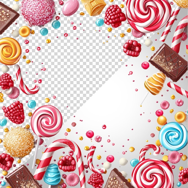 PSD candy chocolate and lollipop border png