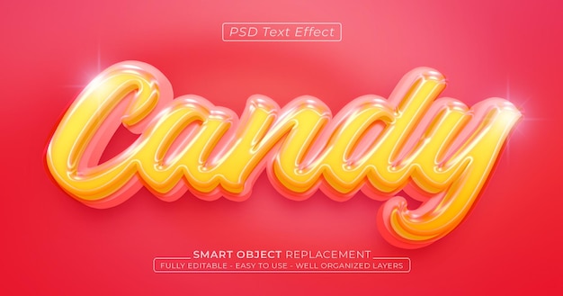 PSD candy glossy text effect editable 3d style