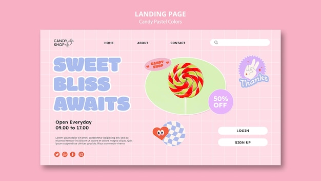 PSD candy pastel colors landing page template