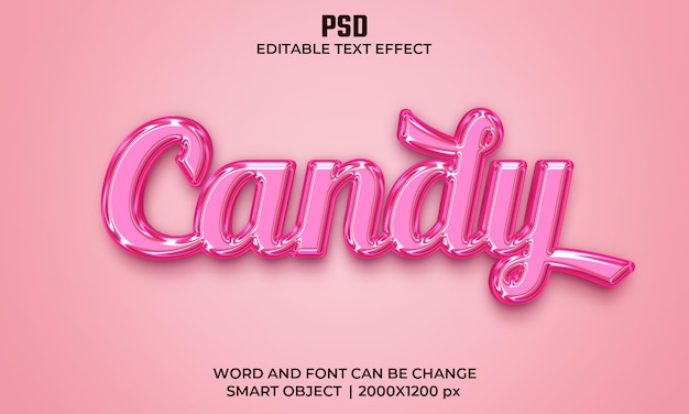 Candy pink color 3d editable text effect Premium Psd with background