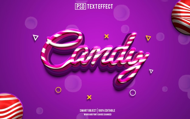 PSD candy text effect font editable typography 3d text