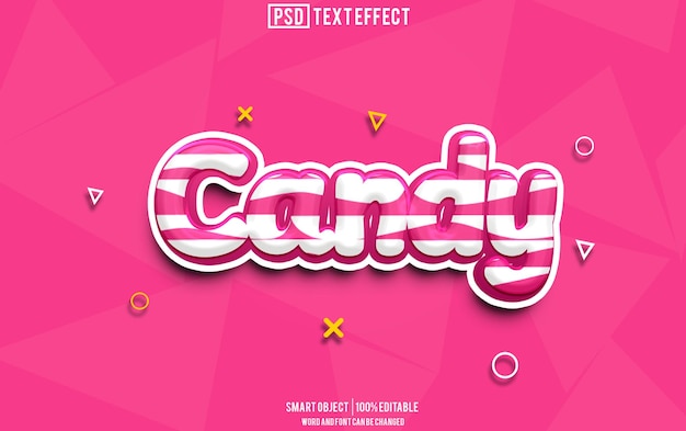 PSD candy text effect font editable typography 3d text