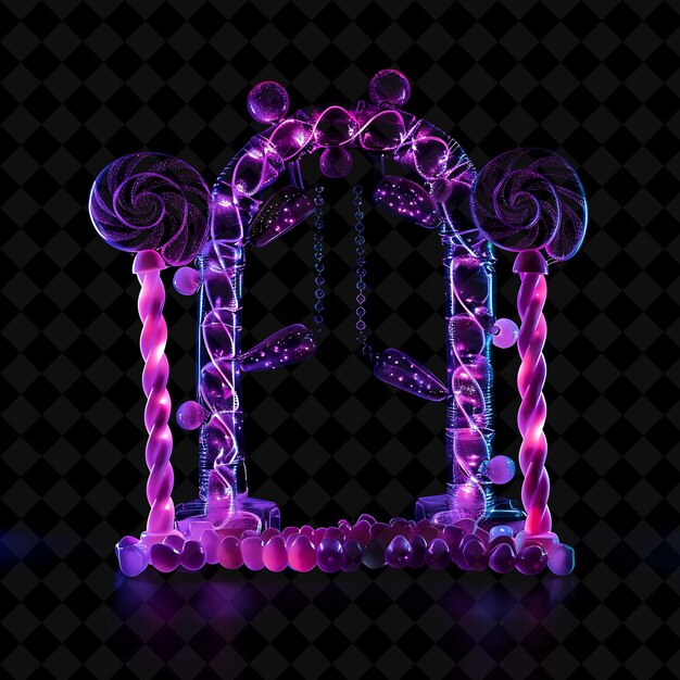 PSD candyland gate with gumdrops and lollipops made with translu png y2k shape neon color collection