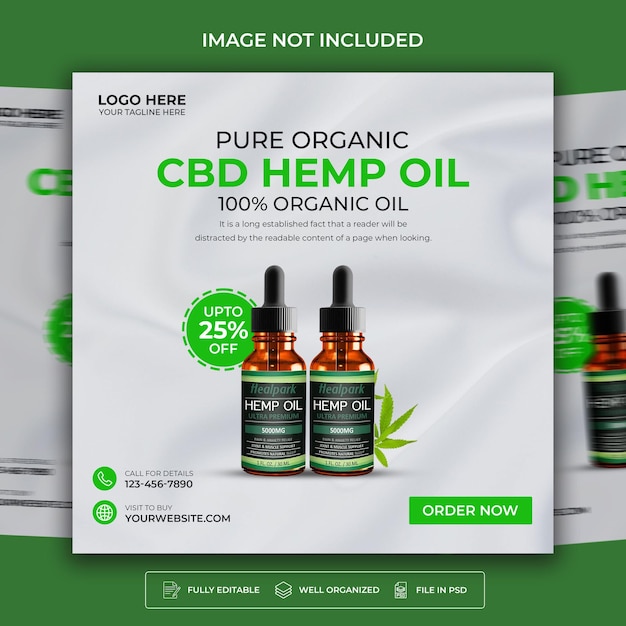 Cannabis hemp product cbd oil social media banner template and facebook post design