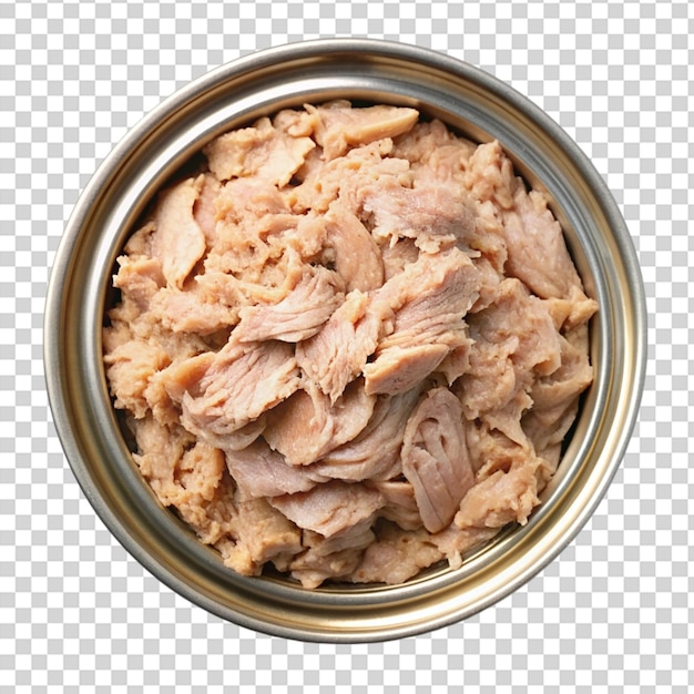 Canned Albacore Tuna Chunks in Open Tin Can on transparent background