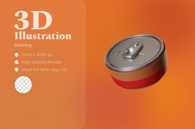 Canned food illustration 3d