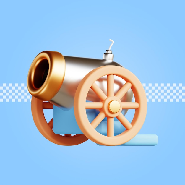 cannon icon 3d render illustration isolated premium psd