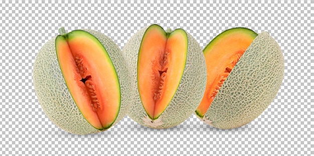 Cantaloupe melon isolated on alpha layer