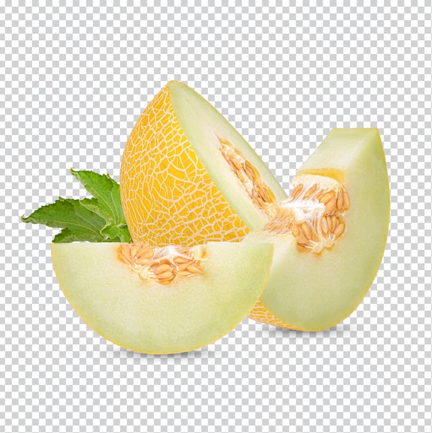 Cantaloupe with leaves isolated Premium PSD