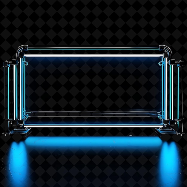 Cantilever Gate With Blue Neon Glowing Edges Made With Trans PNG Y2K Shape Neon Color Collection