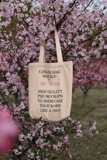 Canvas Bag Hanging on a Tree Mockup