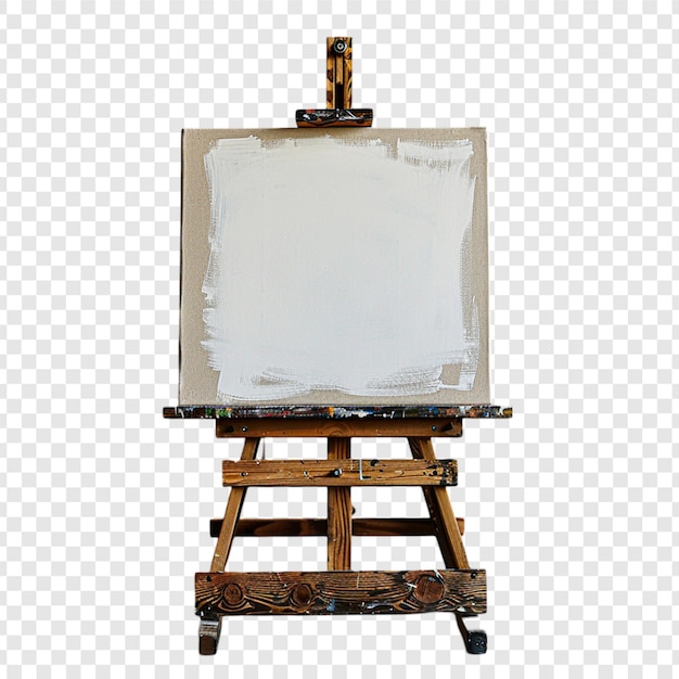 PSD canvas and easel photograph isolated on transparent background