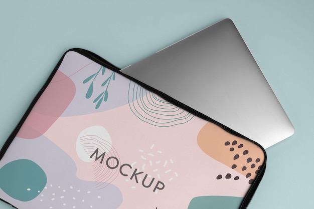 Canvas laptop and tablet sleeve mockup