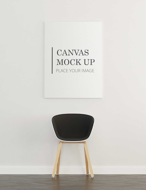 PSD canvas mock up with chair