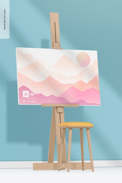 Canvas with Easel Mockup with Stool