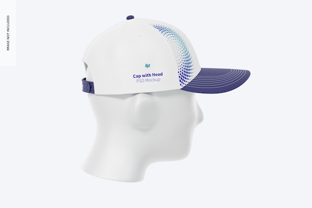 Cap with Head Mockup, Left View