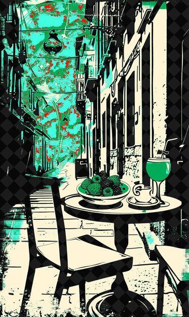 Caprese Salad Scene in Florence With Pannacotta Desserts and Italy Culture Illustration Design