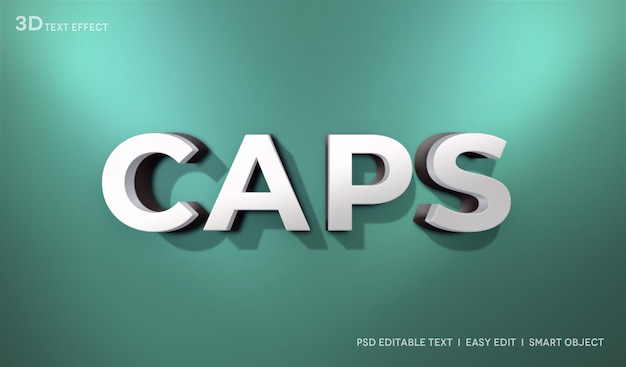 PSD caps 3d text style effect mockup template