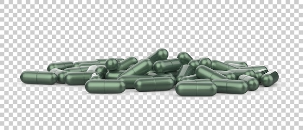 Capsule pills isolated on transparent background 3d rendering illustration