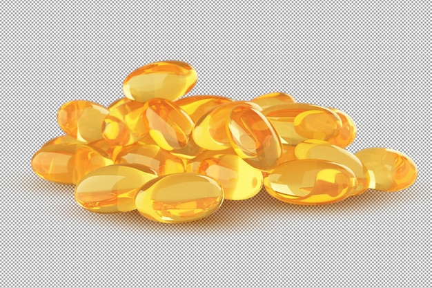 Capsules Omega 3 on alpha background 3D rendering