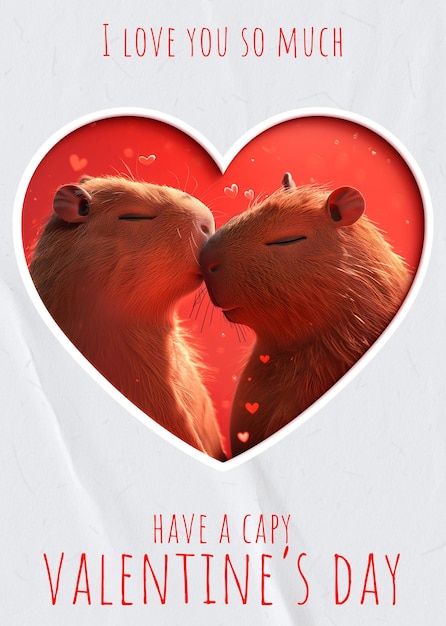 Capybaras saying have a capy valentines day funny and creative valentine greeting card