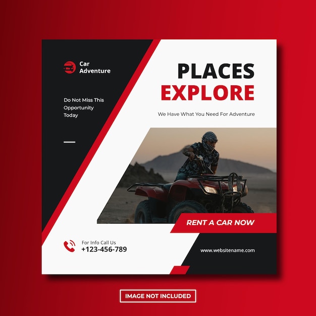 Car adventure instagram post social media template