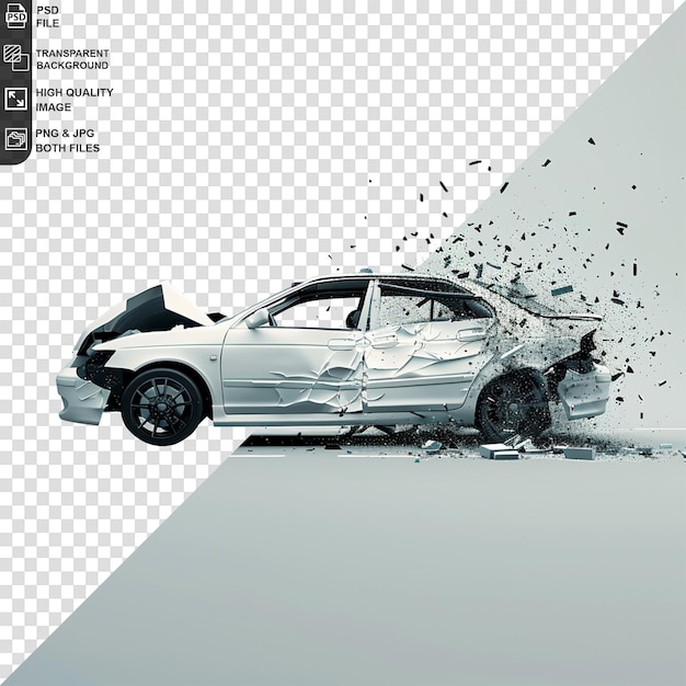 A car get damaged by accident on the road broken car after collision auto accident isolated