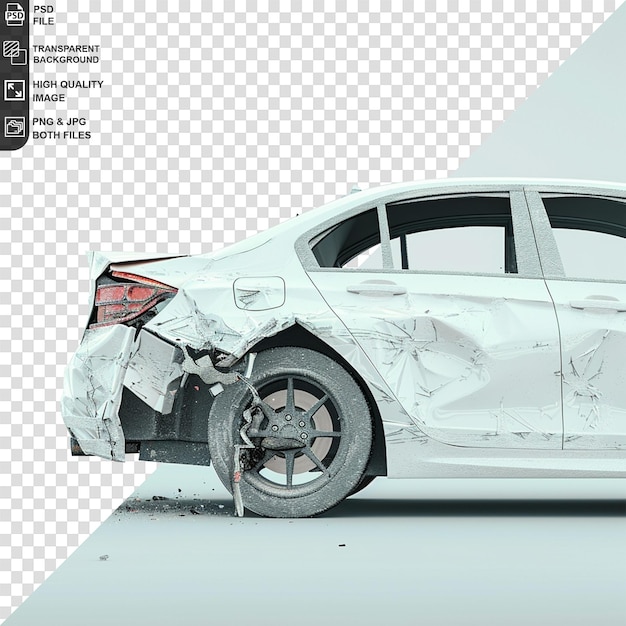 PSD a car get damaged by accident on the road broken car after collision auto accident isolated