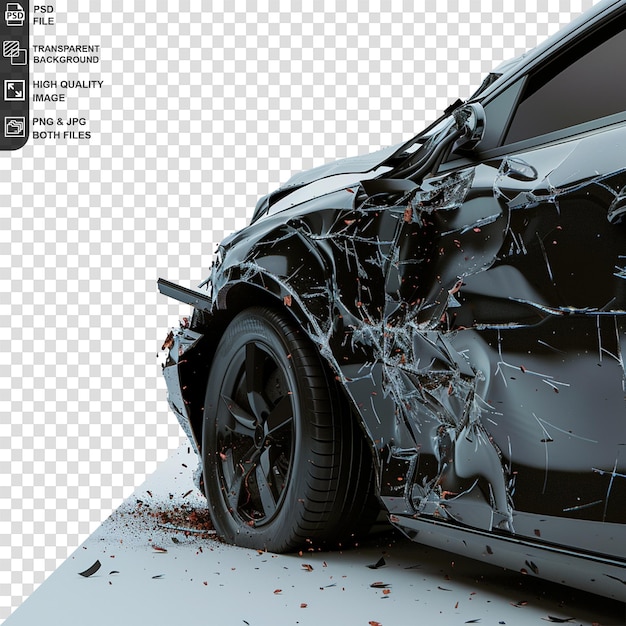 A car get damaged by accident on the road broken car after collision auto accident isolated