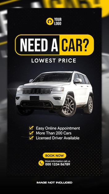 Car rent promotion social media instagram story template