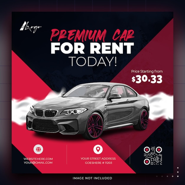 Car Rent social media banner or Instagram post promotion template design