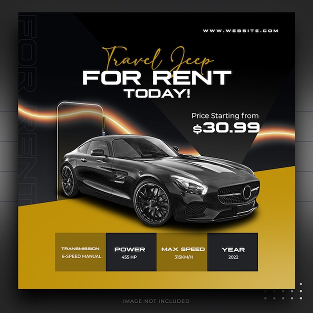 Car Rent social media sale banner or instagram post promotion template design