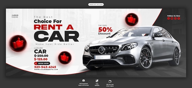 Car rental and Automotive facebook cover template