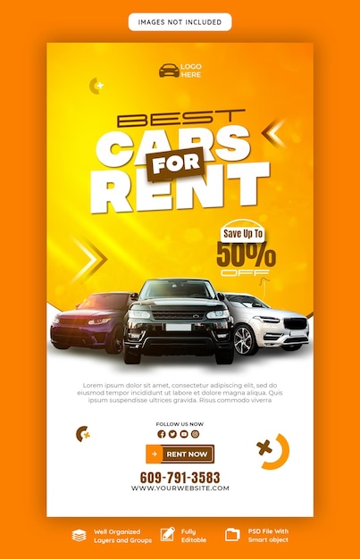 Car rental and Automotive Instagram and Facebook story template