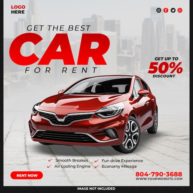 Car rental and Automotive social media banner or Instagram post template