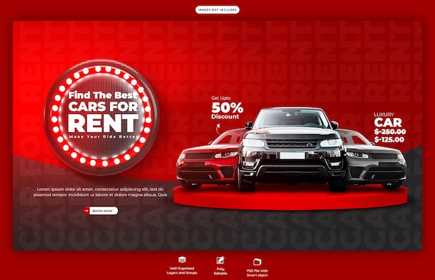 Car rental and Automotive web banner template