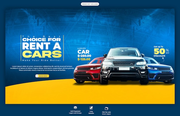 Car rental and Automotive web banner template