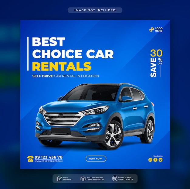 Car rental flyer social media post and web banner template