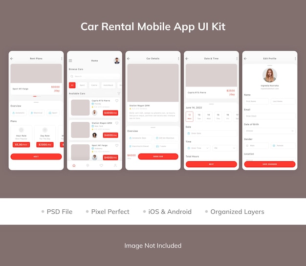 Car Rental Mobile App UI Kit