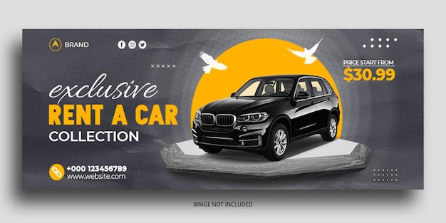 Car rental promotion Facebook Cover Web Banner Template