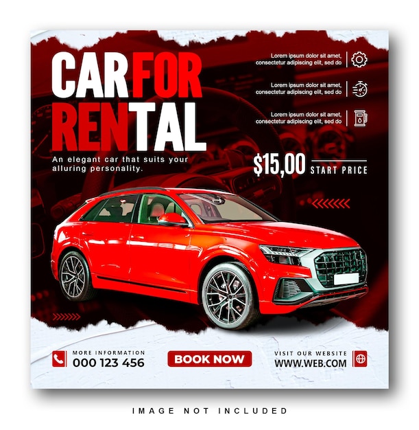 Car rental promotion social media instagram post banner design template