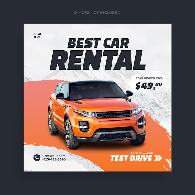 Car rental promotion social media instagram post banner template