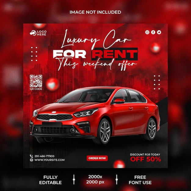 Car rental promotion social media instagram post banner template