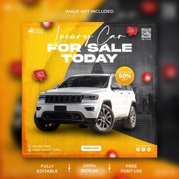 Car rental promotion social media instagram post banner template