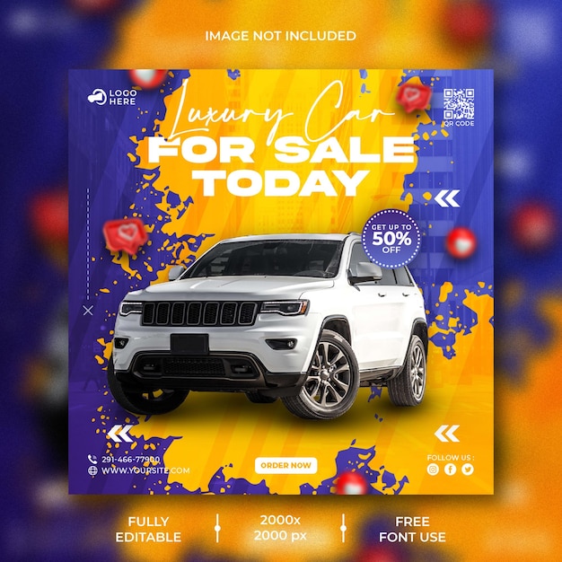 Car rental promotion social media instagram post banner template